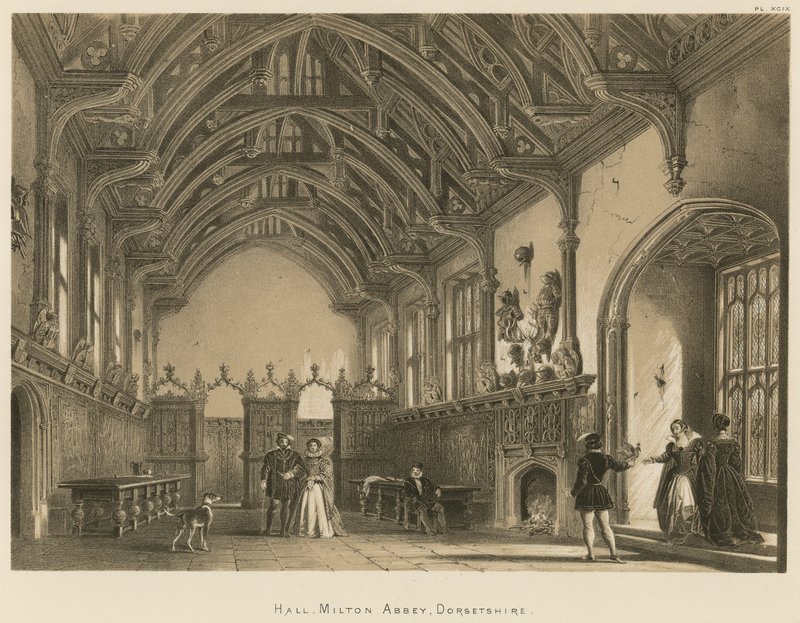 Salon, Milton Manastırı, Dorsetshire by Joseph Nash
