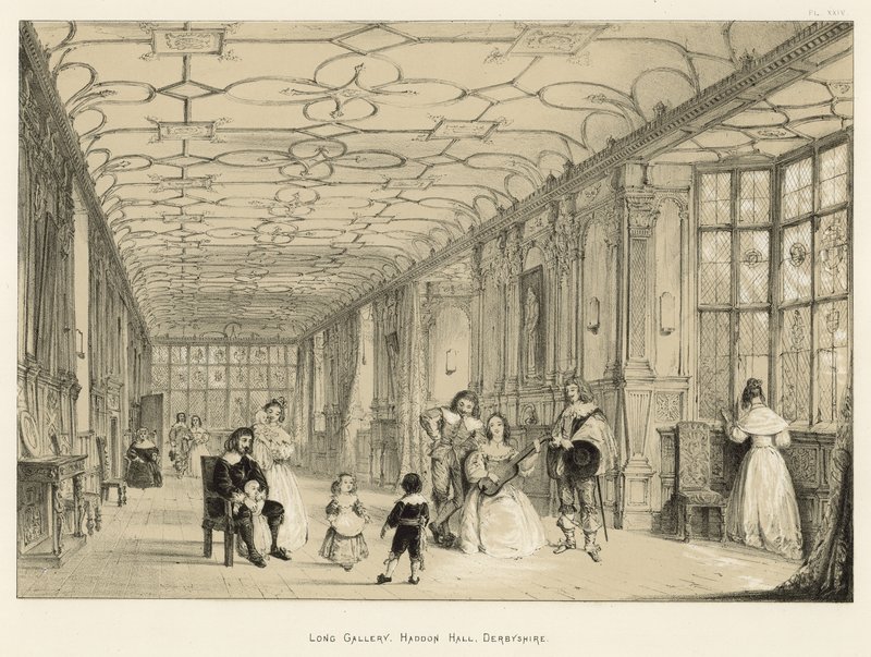 Long Gallery, Haddon Hall, Derbyshire  by Joseph Nash