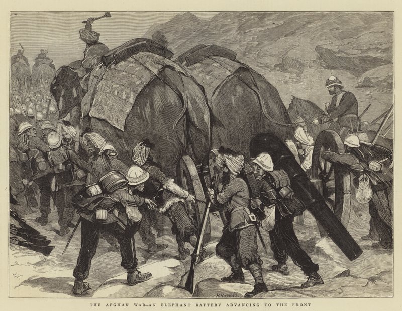 Afgan Savaşı, Cepheye İlerleyen Bir Fil Bataryası by Joseph Nash