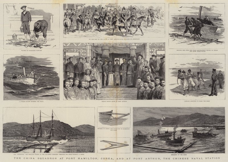 Çin Filosu, Port Hamilton, Corea'da ve Port Arthur'da, Çin Deniz Üssü'nde by Joseph Nash
