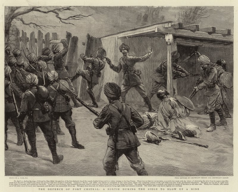 Chitral Kalesi Savunması, Kuşatma Sırasında Mayını Patlatmak İçin Bir Sorti by Joseph Nash