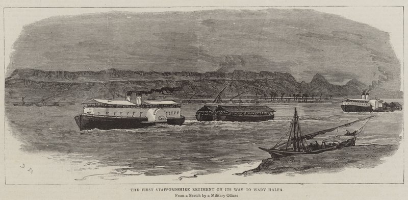 Wady Halfa Yolunda İlk Staffordshire Alayı by Joseph Nash
