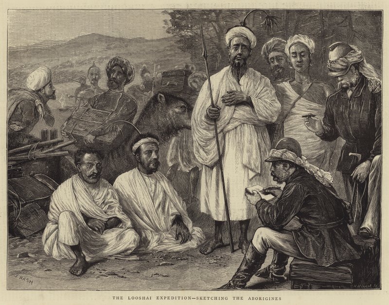 Looshai Seferi, Aborjinlerin taslağını çiziyor by Joseph Nash