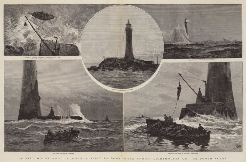 Trinity House ve Çalışmaları, Güney Sahilindeki Bazı Tanınmış Deniz Fenerlerine Bir Ziyaret by Joseph Nash