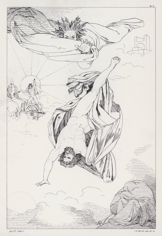 Shelleys Prometheus Bağlanmamış, 3. Perde, 1. Sahne by Joseph Noel after Paton