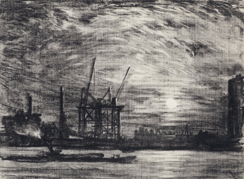 Waterloo üzerinde gün batımı by Joseph Pennell