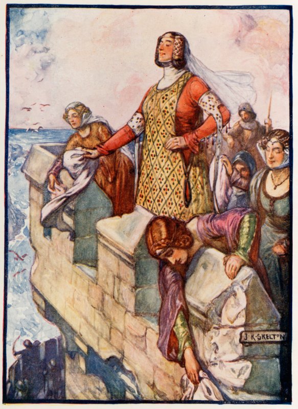 Kara Agnes, Dunbar kalesini koruyor by Joseph Ratcliffe Skelton