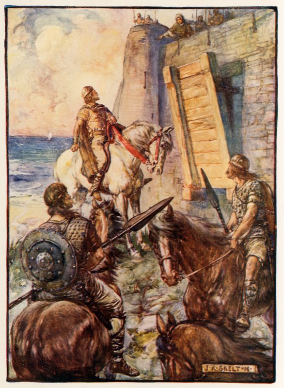 Macbeth, kocası denizden kaçarken Lady Macduff tarafından girişi reddedildi by Joseph Ratcliffe Skelton