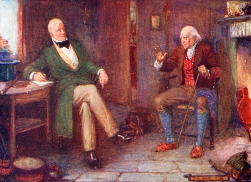 Sör Walter Scott, kulübesinde fakir bir adamı ziyaret ediyor by Joseph Ratcliffe Skelton