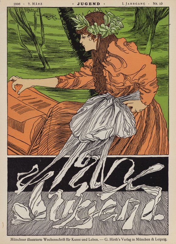 Jugend dergisi için kapak illüstrasyonu, 1896 by Joseph Rudolf Witzel