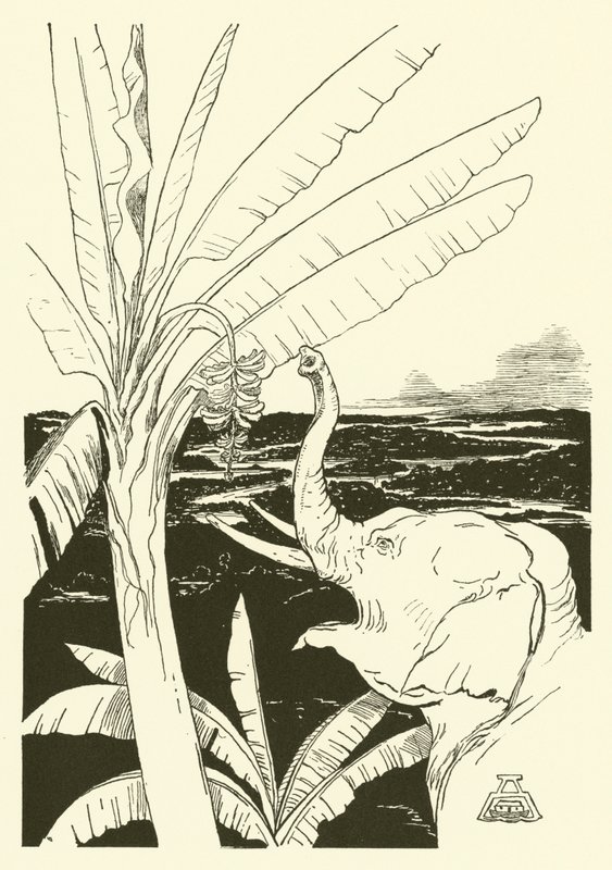 Filin Çocuğu muz çekecek (gravür) by Joseph Rudyard (after) Kipling