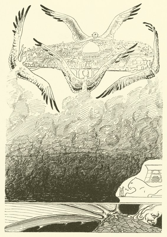 Dört Martı Kanatlı Cinler (gravür) by Joseph Rudyard (after) Kipling
