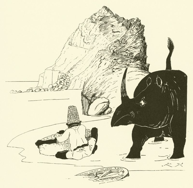 Parsee pastasını yemeye başlıyor (gravür) by Joseph Rudyard (after) Kipling