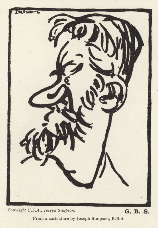 Caricature of George Bernard Shaw  by Joseph Simpson