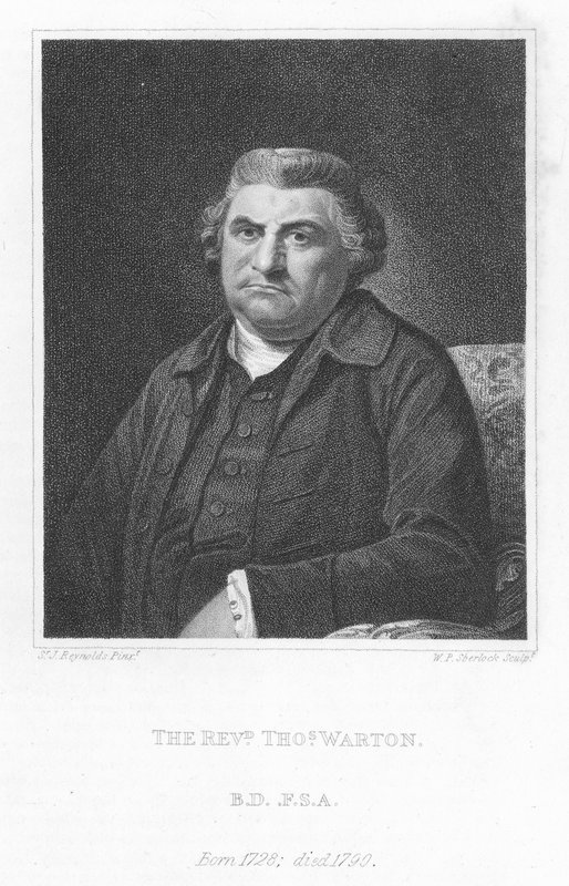 Muhterem Thomas Warton, İngiliz edebiyat tarihçisi eleştirmeni ve şair (gravür) by Joshua (after) Reynolds