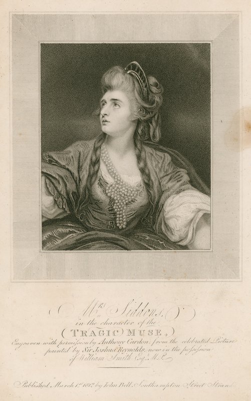 Bayan Sarah Siddons, aktris, Trajik İlham Perisi karakterinde by Joshua Reynolds