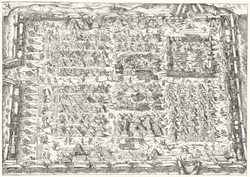 16. yüzyılda askeri kamp (gravür) by Jost (after) Amman