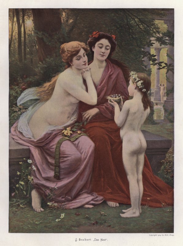 Nest (renkli gravür) by Jules (after) Scalbert