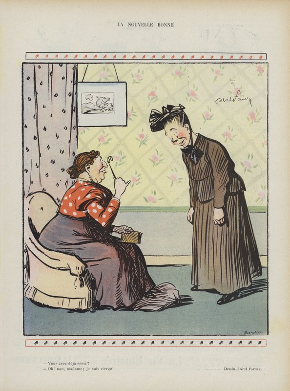 Yeni hizmetçi. Le Rire için İllüstrasyon by Jules Abel Faivre