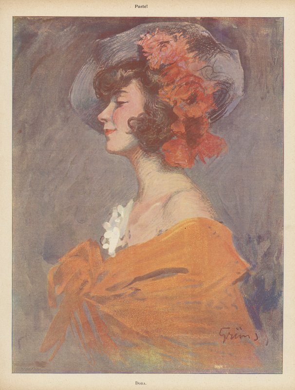 Dora: genç bir kadının portresi (renkli taş) by Jules Alexandre Gruen or Grun