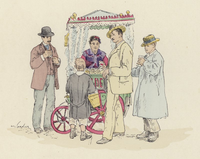 Fuarda limonata satıcısı (renkli litho) by Jules Arsene (after) Garnier