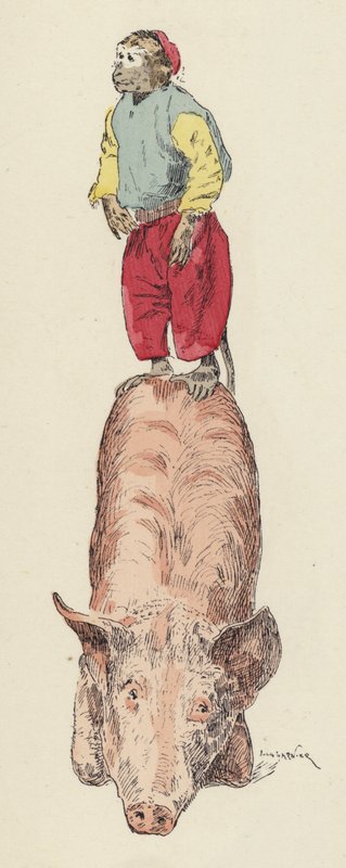 Domuza binen maymun (renkli taş) by Jules Arsene (after) Garnier