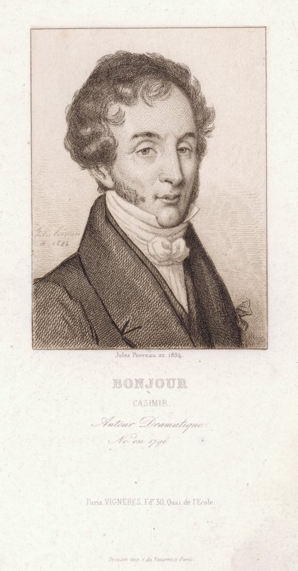 Casimir Bonjour, Fransız oyun yazarı (gravür) by Jules Porreau