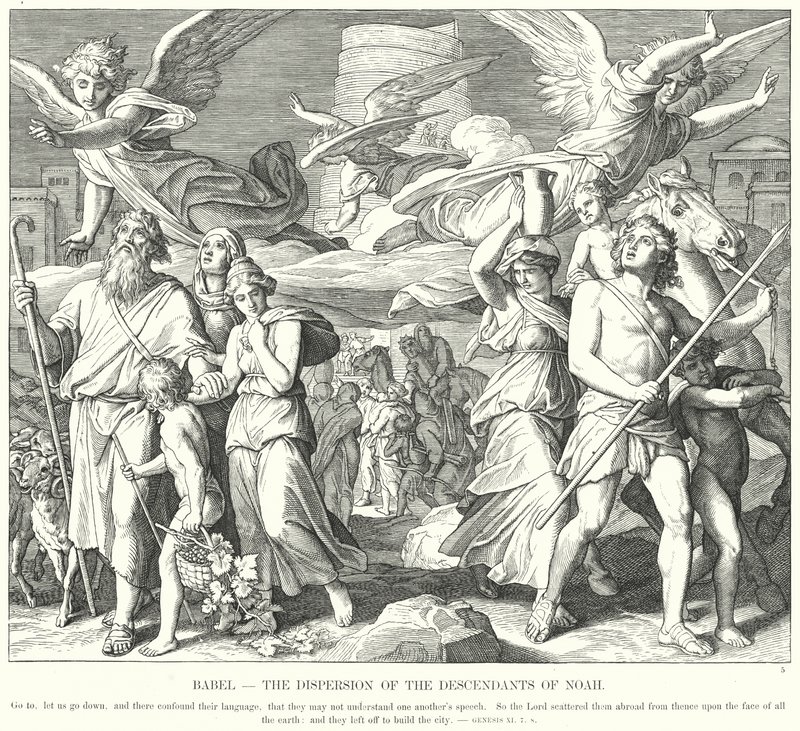 Babil, Nuh'un Torunlarının Dağılımı (gravür) by Julius (after) Schnorr von Carolsfeld