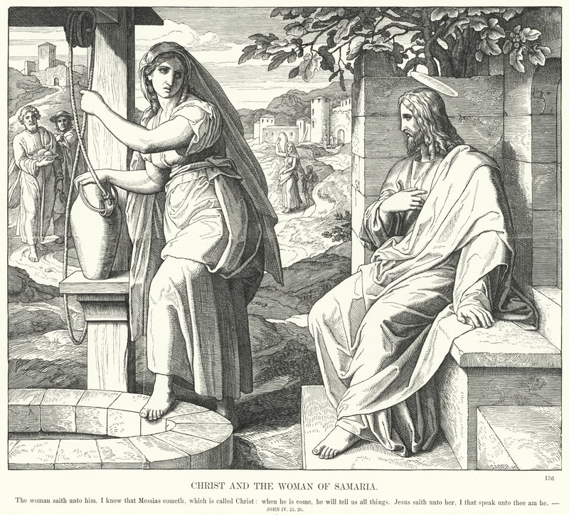 İsa ve Samiriyeli Kadın (gravür) by Julius (after) Schnorr von Carolsfeld