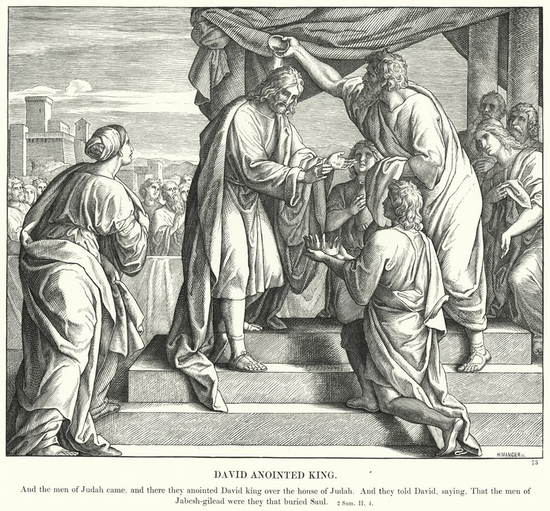 Meshedilmiş Kral Davut (gravür) by Julius (after) Schnorr von Carolsfeld