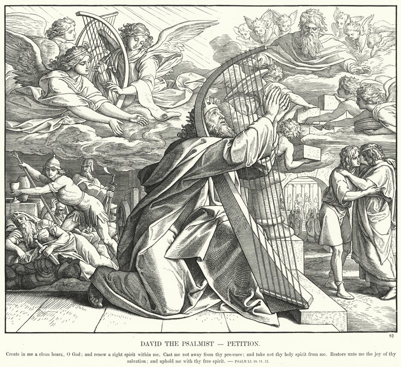 Mezmur Yazarı Davut, Dilekçe (gravür) by Julius (after) Schnorr von Carolsfeld