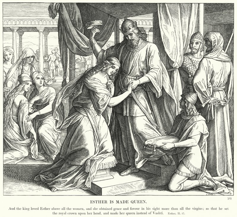 Ester Kraliçe Yapıldı (gravür) by Julius (after) Schnorr von Carolsfeld