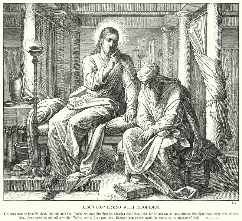 İsa Nicodemus ile Konuşuyor (gravür) by Julius (after) Schnorr von Carolsfeld