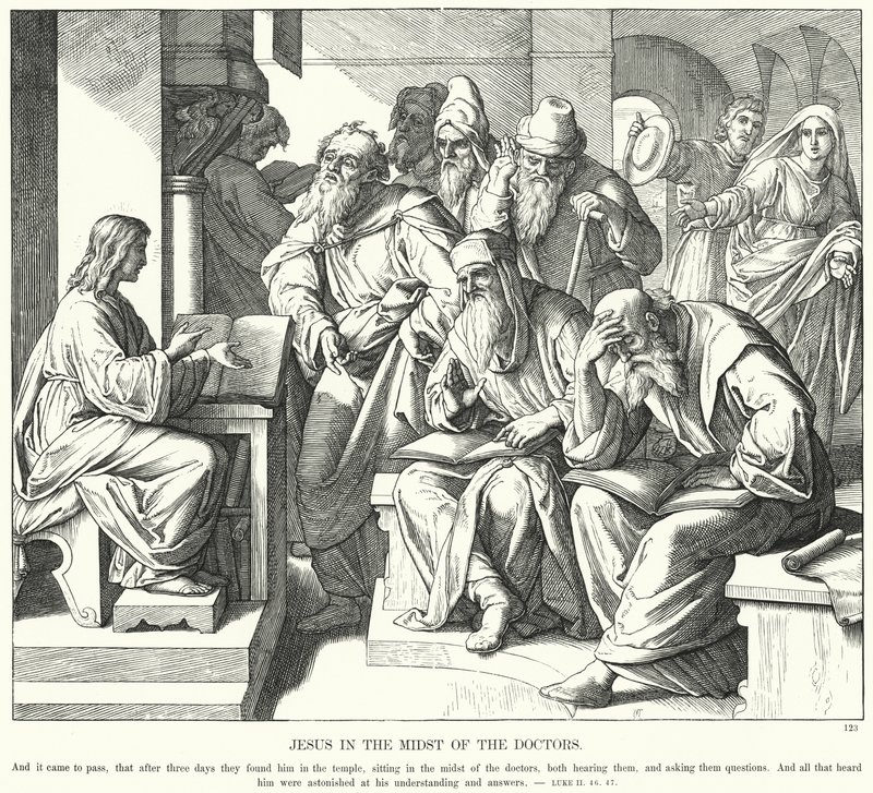 Doktorların Ortasında İsa (gravür) by Julius (after) Schnorr von Carolsfeld