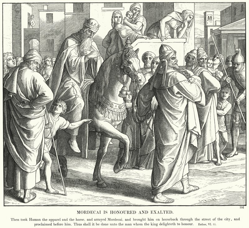 Mordekay Onurlu ve Yücedir (gravür) by Julius (after) Schnorr von Carolsfeld