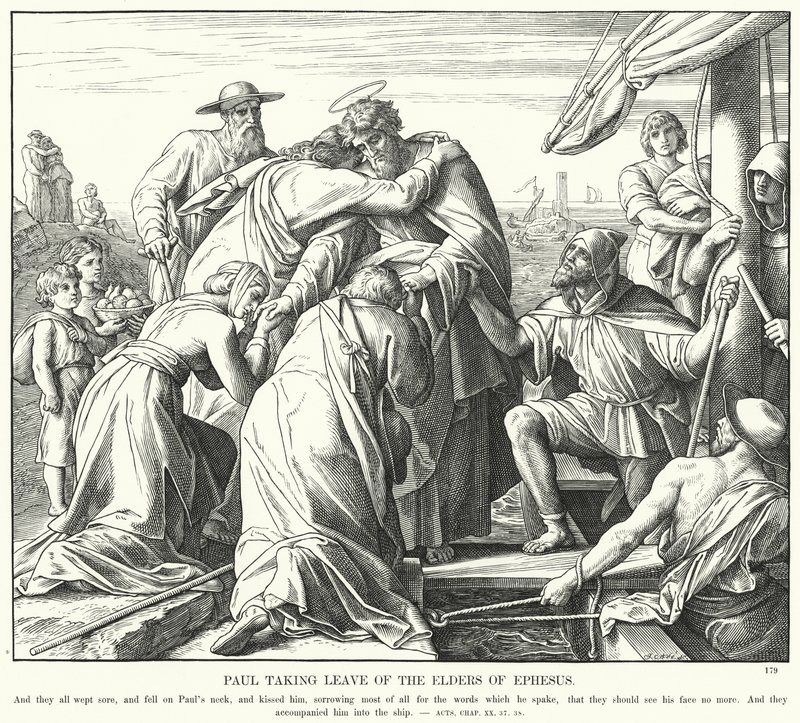 Pavlus Efes Yaşlılarından Ayrılırken (gravür) by Julius (after) Schnorr von Carolsfeld