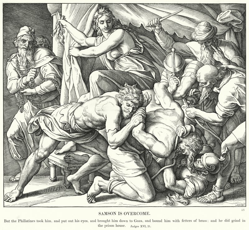 Samson Üstesinden Geldi (gravür) by Julius (after) Schnorr von Carolsfeld