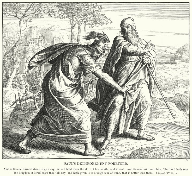 Saul'un Tahttan İndirilişinin Ön Bildirisi (gravür) by Julius (after) Schnorr von Carolsfeld
