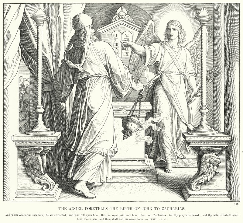 Melek, Yahya'nın Doğuşunu Zacharias'a Bildirir (gravür) by Julius (after) Schnorr von Carolsfeld