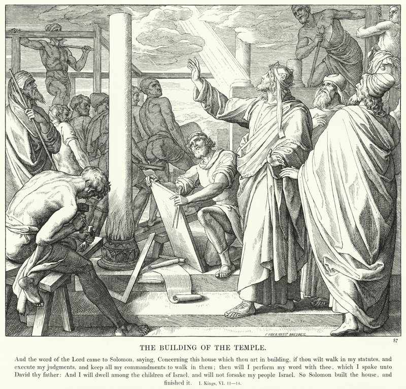 Tapınağın İnşası (gravür) by Julius (after) Schnorr von Carolsfeld