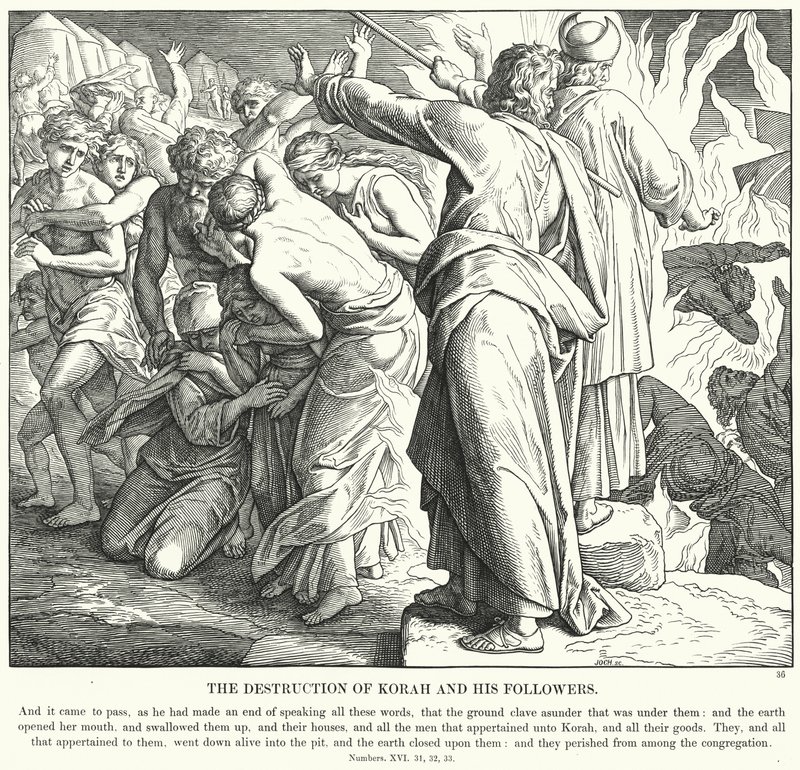 Korah ve Müritlerinin Yıkılışı (gravür) by Julius (after) Schnorr von Carolsfeld