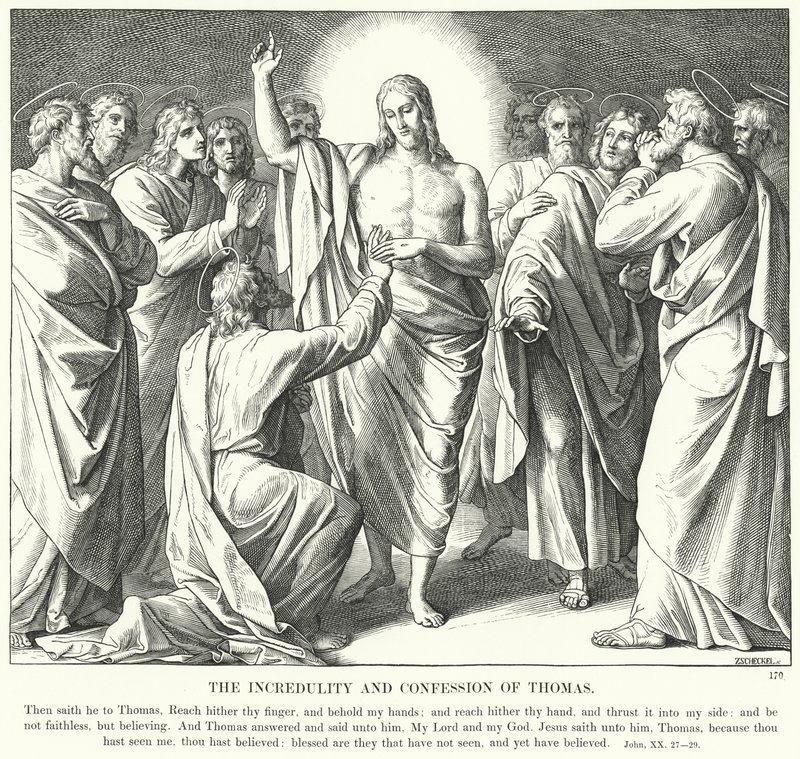 Thomas'ın İnançsızlığı ve İtirafı (gravür) by Julius (after) Schnorr von Carolsfeld