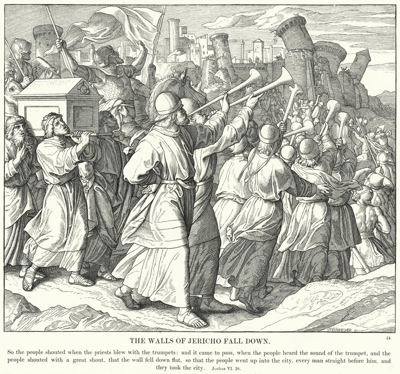 Jericho Fall Down Duvarları (gravür) by Julius (after) Schnorr von Carolsfeld