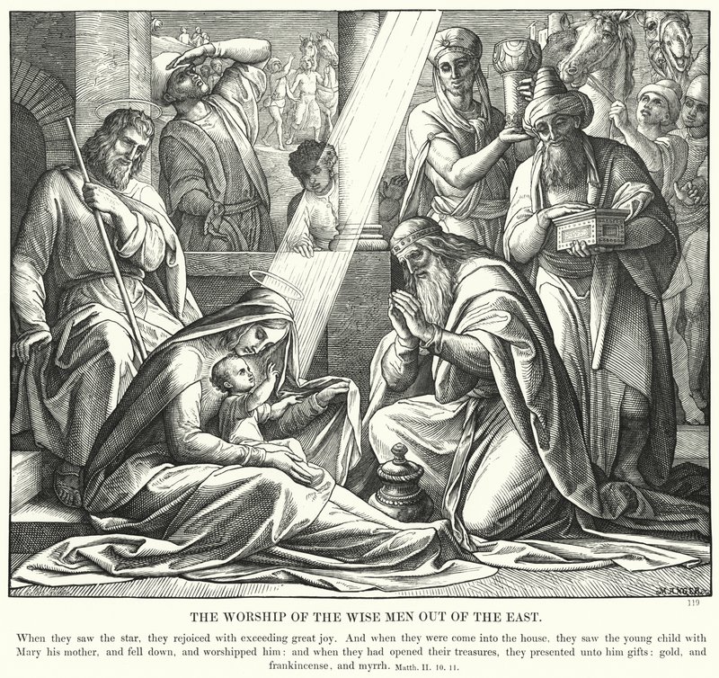 Doğulu Bilgelerin İbadetleri (gravür) by Julius (after) Schnorr von Carolsfeld