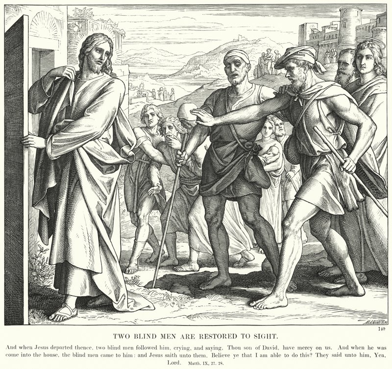 İki Kör Adam Görüşüne Döndü (gravür) by Julius (after) Schnorr von Carolsfeld