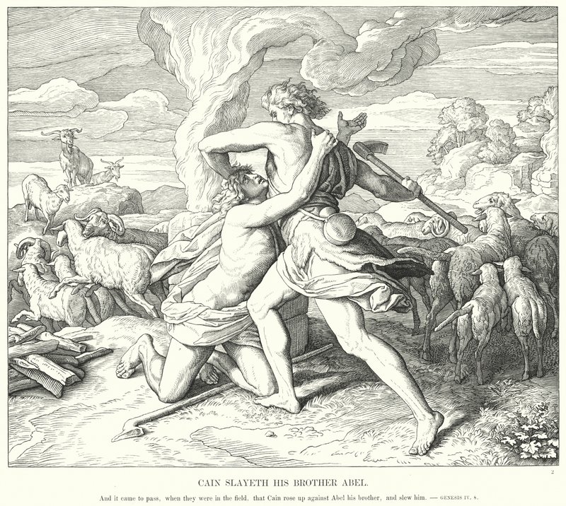 Cain Slayeth, kardeşi Habil by Julius Schnorr von Carolsfeld