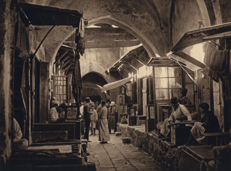 Kudüs, Bazar (s/b fotoğraf) by Karl Grober