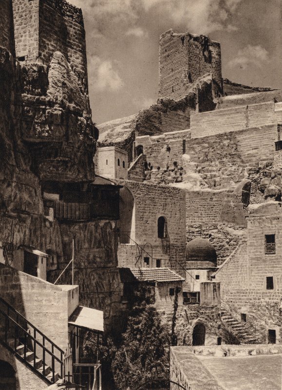 Mar Saba, Eudoxia Kulesi ve Manastırı (s/b fotoğraf) by Karl Grober
