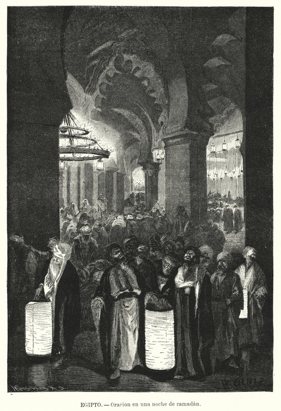 Ramazan ayında akşam duaları, Mısır (lito) by Karl Wilhelm Gentz