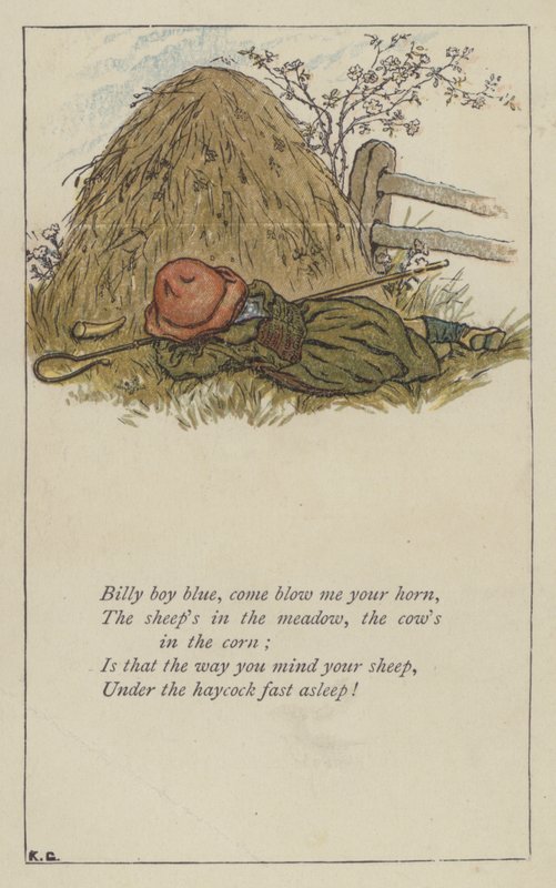 Billy boy blue, gel bana borunu üfle (renkli taş) by Kate (after) Greenaway